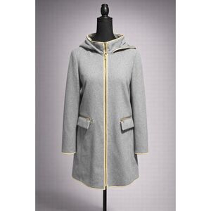Ann Taylor Women’s Size 8 Gray Hooded Coat Gold Zip Long Jacket